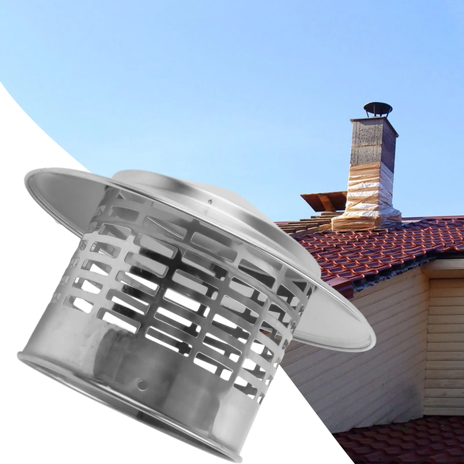110/160mm Stainless Steel Chimney Cap Exterior Wall Fresh Air Outlet Roof Pipe Exhaust Hood Ultralight Rain Cap 1pc