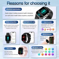 Nouvelle montre connectée 2026 avec diagnostic précis ECG, oxygène sanguin, tension artérielle, acide urique, lipides, santé, écran HD AMOLED, appels, pour hommes et femmes 2