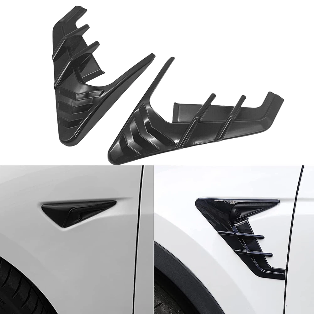 테슬라 모델 3 모델 Y용 자동차 사이드 카메라 커버, 방향 지시등 트림 커버, 카메라 펜더 오버레이, 블랙 외부 액세서리, 2 개