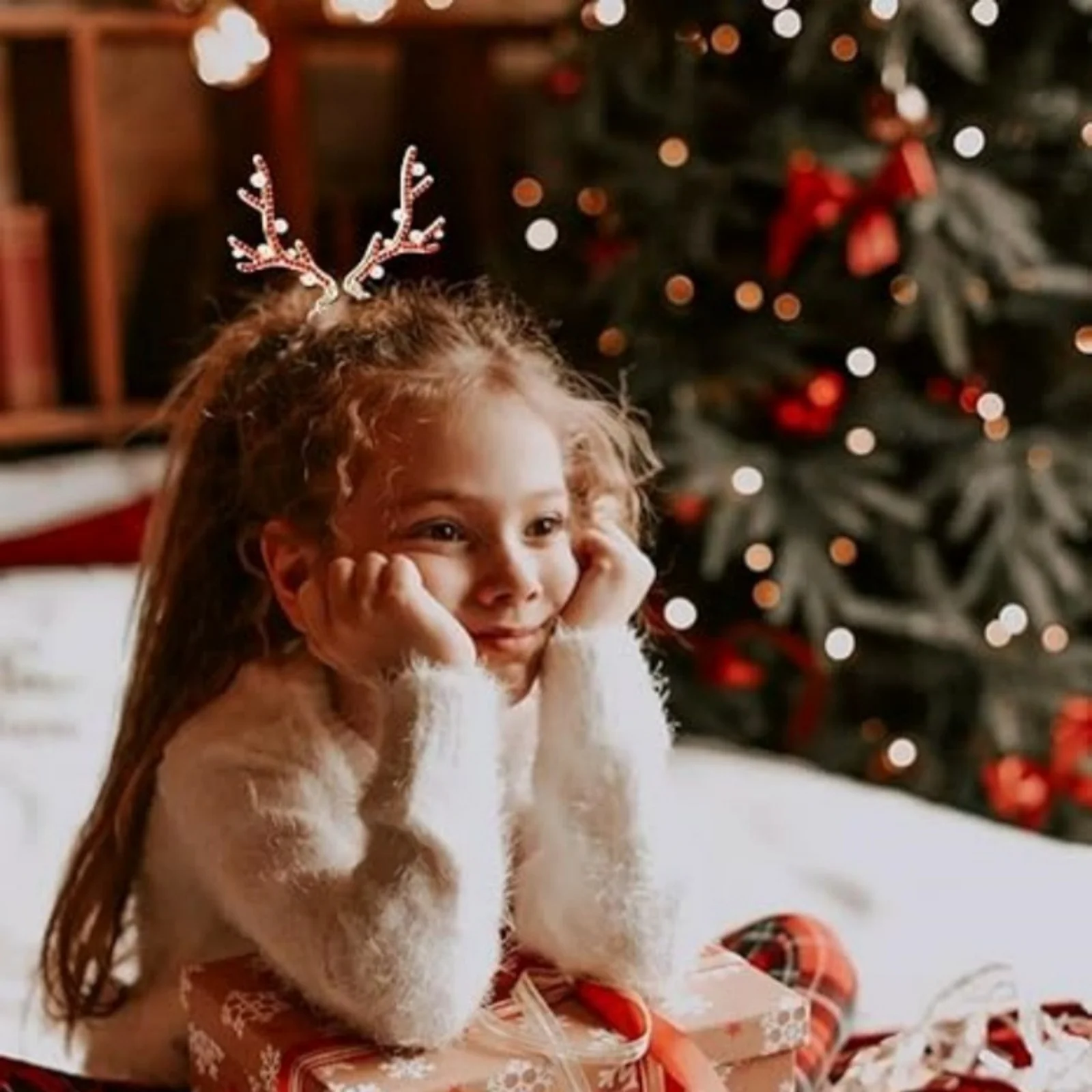 1PC Christmas Reindeer Antlers Hair Claw, Rhinestone Decorated Deer Horn Hair Clip, Festive Hair Accessories For Christmas Party