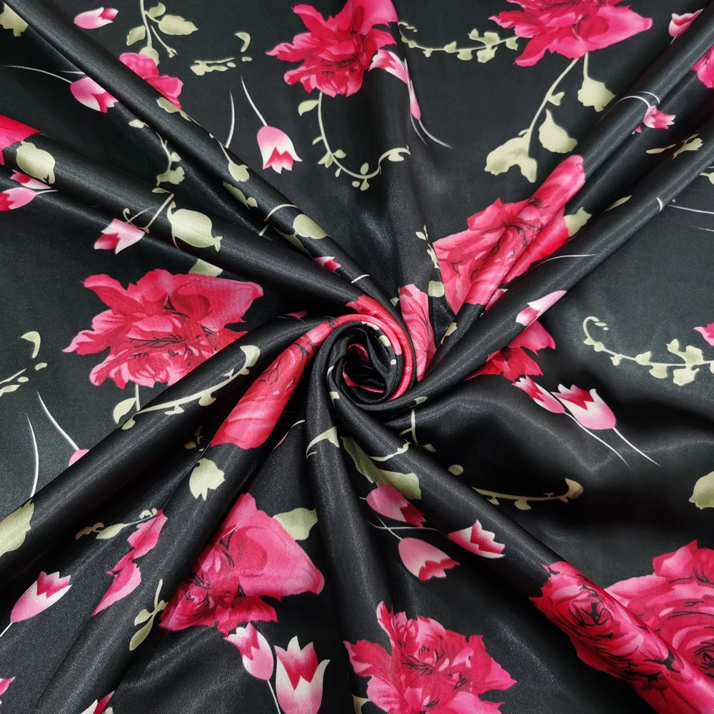 1 Meter x 1,48 Meter Vintage Blumen-Karo-Patchwork-Satin-Stoff, weiches Charmeuse-Material – Detail 9