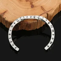 Trendy Charm Nordic Futhorc Twist Cuff Bangles for Men Women Stainless Steel Retro Viking Runes Bracelets Jewelry Gift Wholesale 2