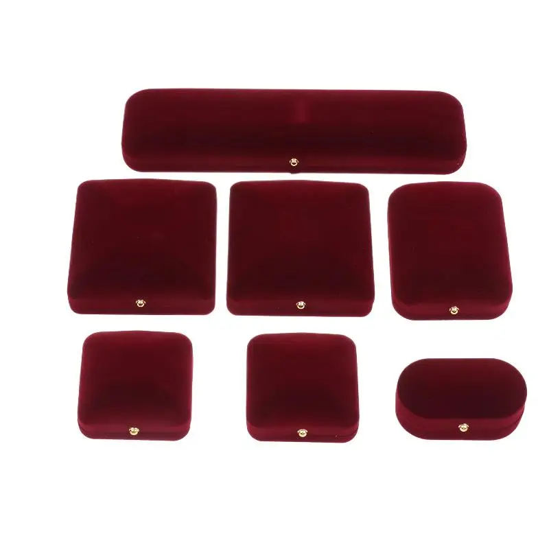 Flocking Gold Buckle Jewelry Box Pendant Ring Necklace Earring Bracelet Display Storage Box Luxury Feelings Packaging Box