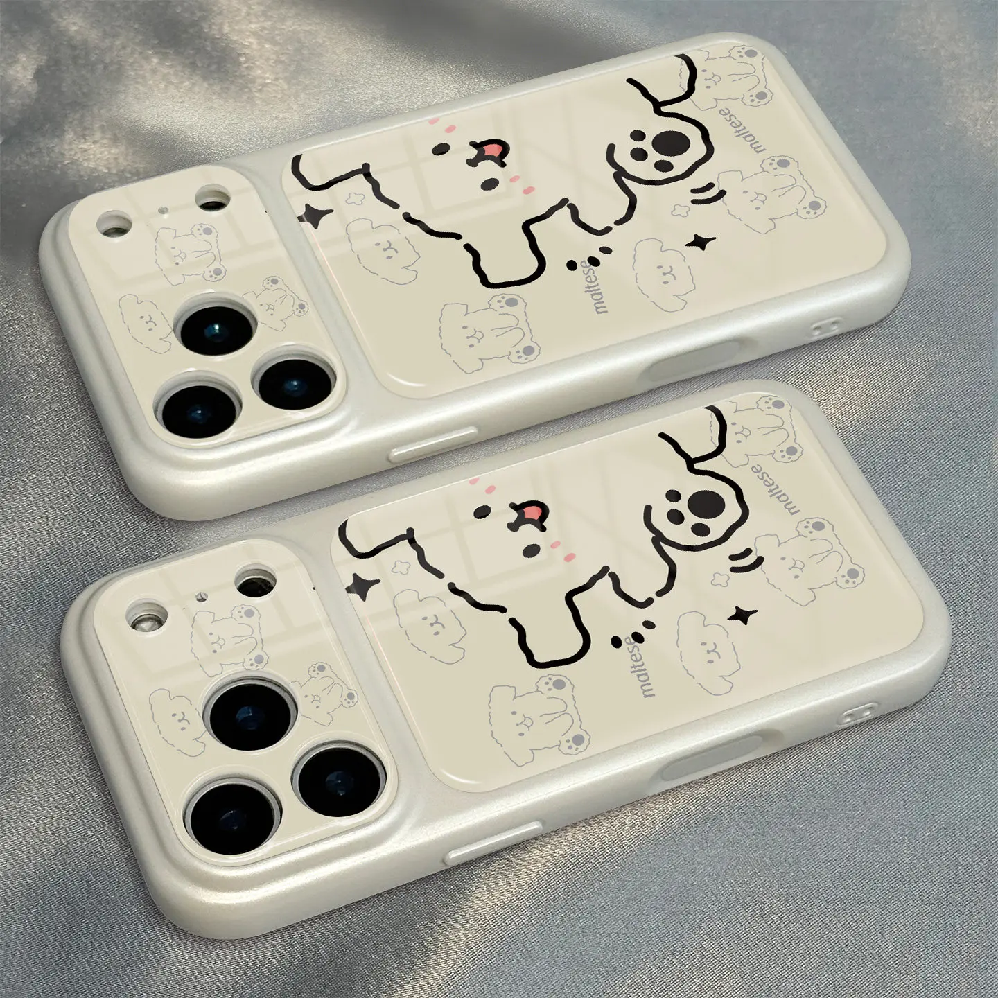 Minimal Line Dog Design Shockproof Bumper Phone Case, Dual-Layer Protection