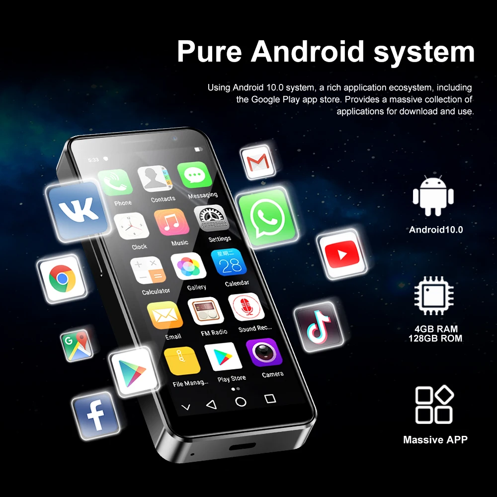 SERVO 16Max Android Mini Smartphone 4G LTE 128GB ROM Power Bank Face Unlock OTG Transfer Dual SIM Standby 4.0"Smart Mobile Phone 3