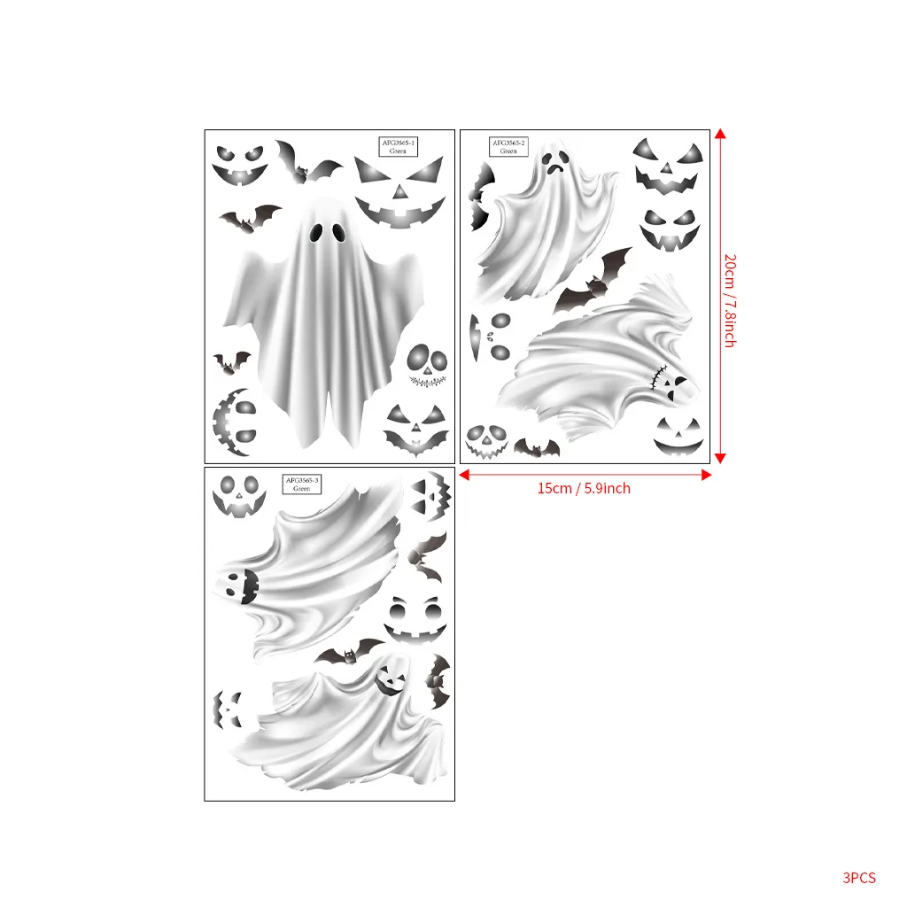 Creative Horror Ghost Luminous Stickers Halloween Decorations for Home Bedroom Room Fluorescent Decals Glow In The Dark Stickers