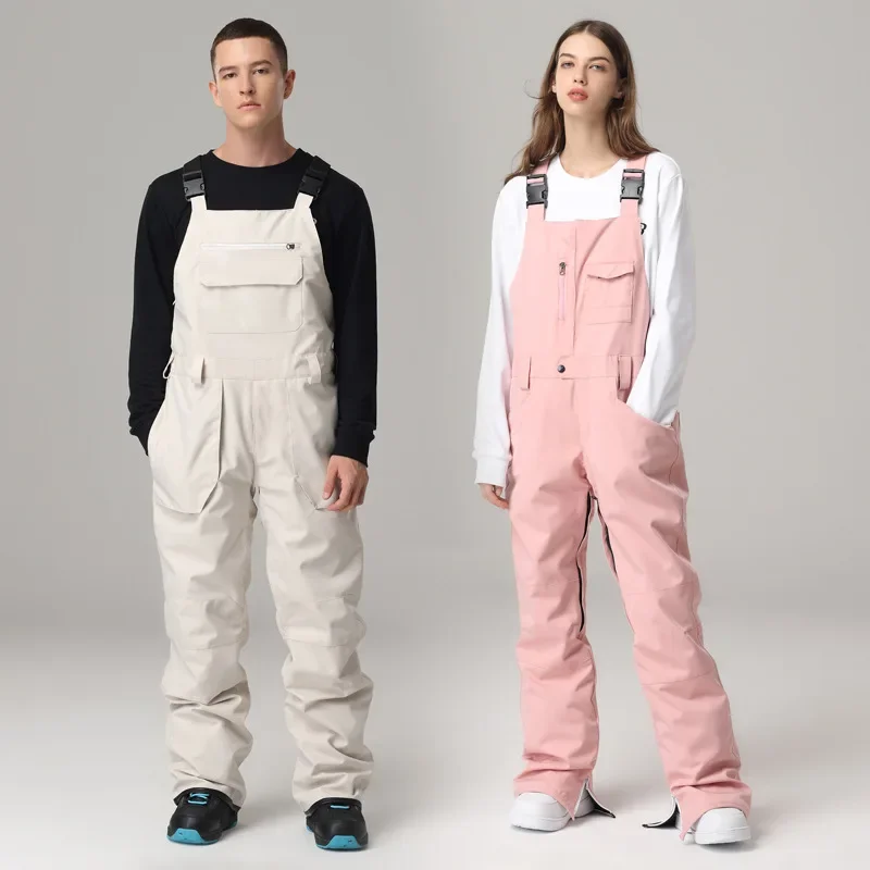 skiing pants ski suit Snow Pants Women Ski Jumpsuit Men Women Ski Bib Pants Overalls Winter Outdoor Sports Windproof Waterproof
