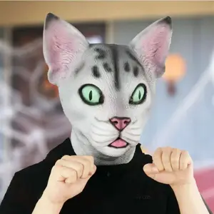 Therian Mask Cat Carnival Funny Hairless Animals Dog Clothes Horror Head  Latex Mascara Halloween Rave Cosplay Costume for Men - AliExpress