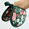 Japanese Flower Cotton Printed Baking Oven Gloves Home Kitchen Hot Resistant Heart-shaped Hand Clip Insulation Pad 3