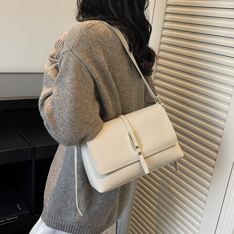 Umschlag Tasche Frauen Mode Unterarm Handtasche Solide Pu Leder Schulter Messenger Tasche Damen Elegante Achselhöhle Geldbörse Einfache Flap Bag – Detail 26