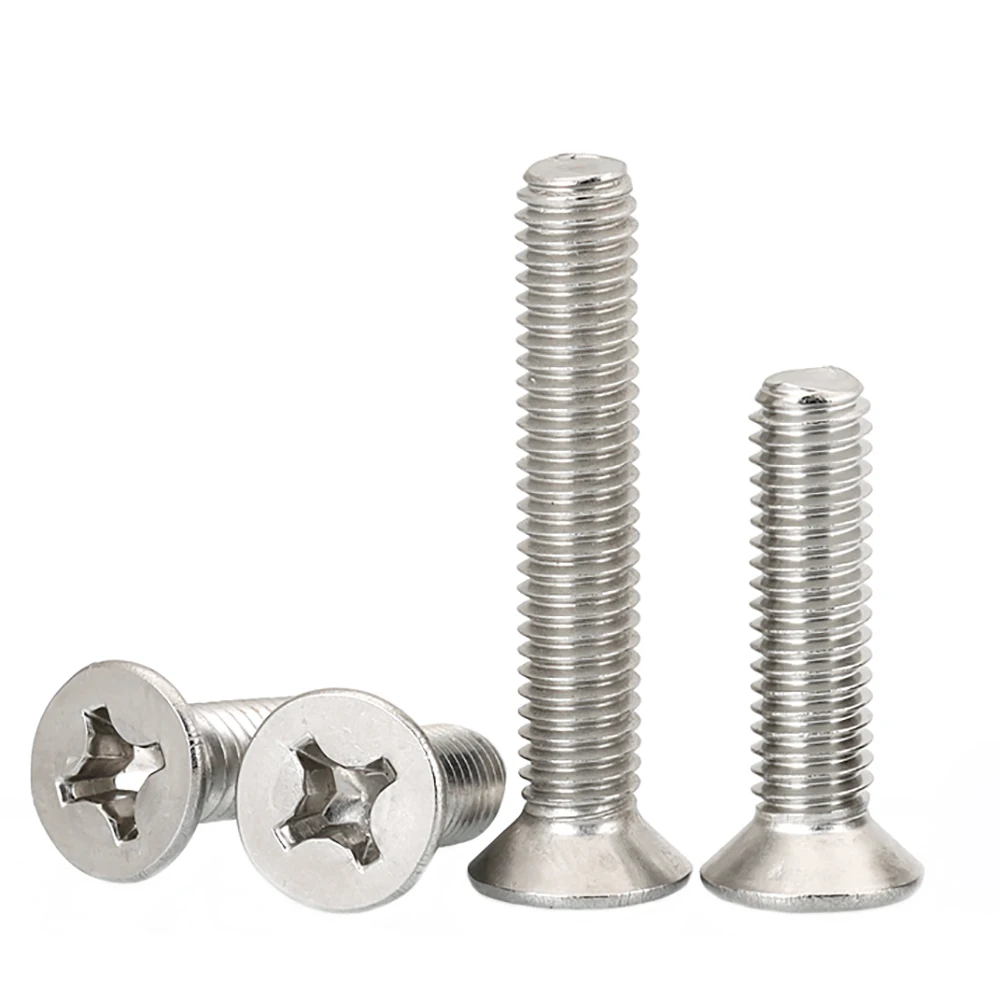 10pcs M3 M3.5 M4 M5 M6 M8 M10 A2-70 304 Stainless Steel GB819 Cross Phillips Flat Countersunk Head Screw Bolts Length 4-80mm