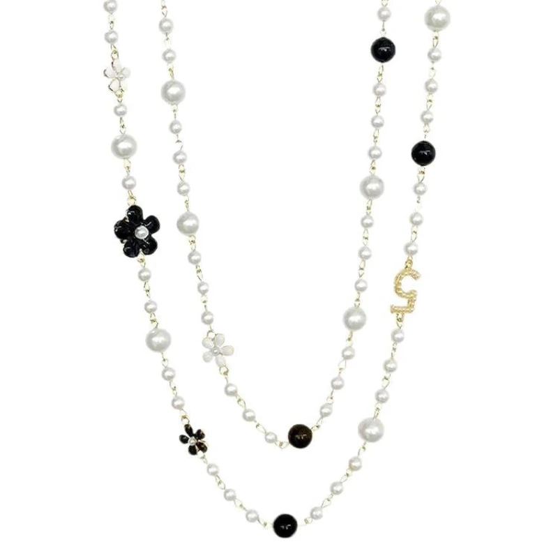 قلادة لؤلؤ فاخرة متعددة الطبقات، أنيقة وبسيطة وطوي...