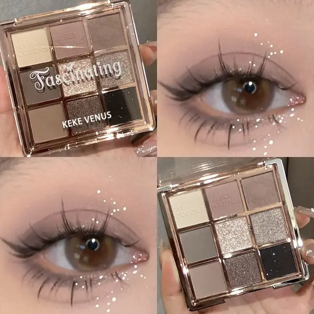 9 Colors Eyeshadow Palette Sweet Cool Girls Punk Smokey Black Grey Eye Shadow All-in-One Palette Matte Eye Contouring Eye Makeup