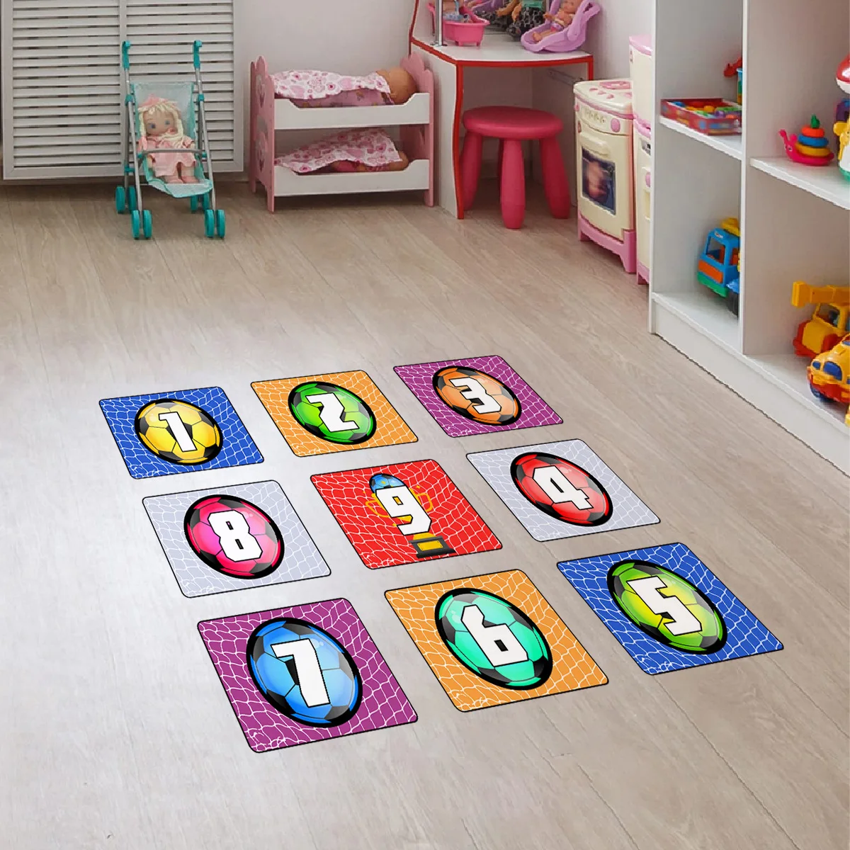 9pcs Creative Digital Lattice Puzzle Sticker Children's Room Kindergarten Preschool Education Wall Sticker Wallpaper Home Bm3035 slide swing combination children indoor home kindergarten baby playground small children multi function toys