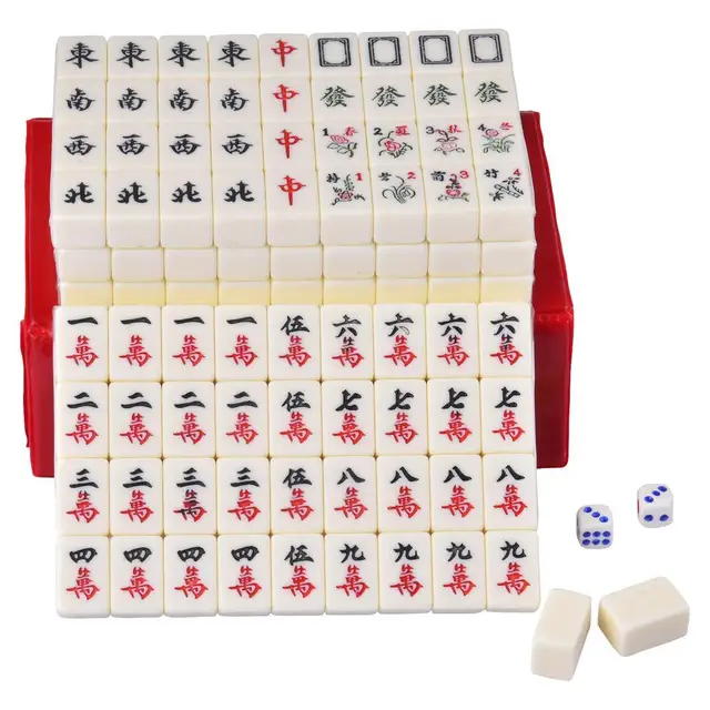 XXZY Chinese Mahjong Portable Travel Mahjong Set Melamine Mah-Jong with  Aluminum Box Table Majiang Chess Set Game（144 Tiles） (Color : Green, Size 