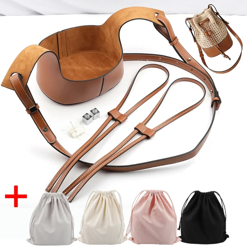 Mini Hollow Out Bucket Bag Studded Decor With Drawstring Inner Pouch