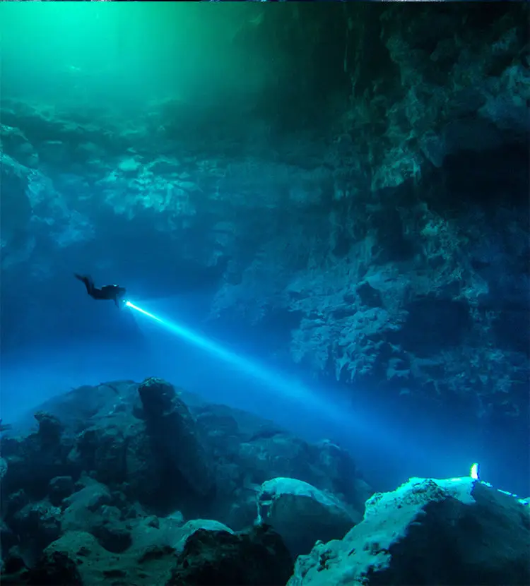 Description Picture 3 of itemProfessional Spearfishing Hunting Scuba LED Diving Flashlight 26650 Rechargeable Diving Torch IPX8 Waterproof Underwater Lantern