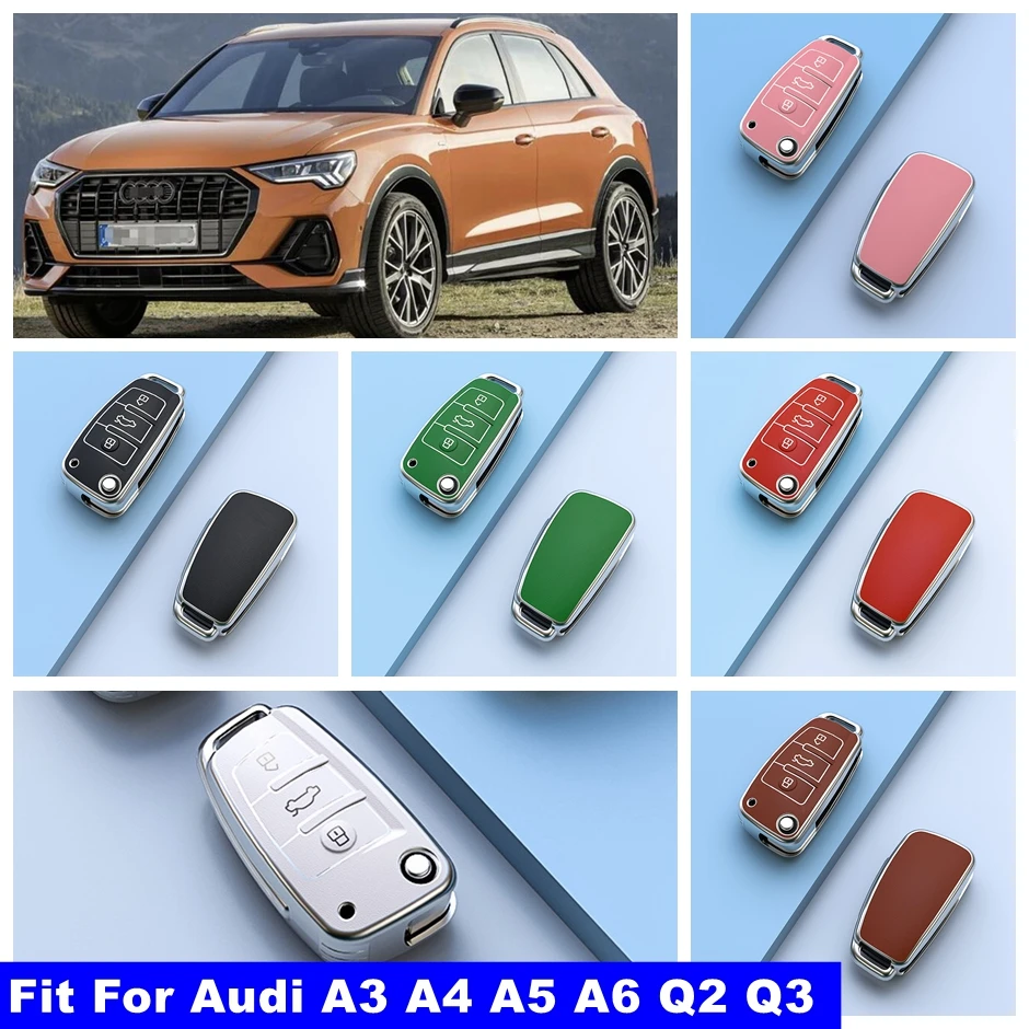 

Car Accessories Key Case Cover Shell Electroplate TPU Folding Key Version Fit For Audi A3 A4 A5 A6 Q2 Q3 More Protection Kit