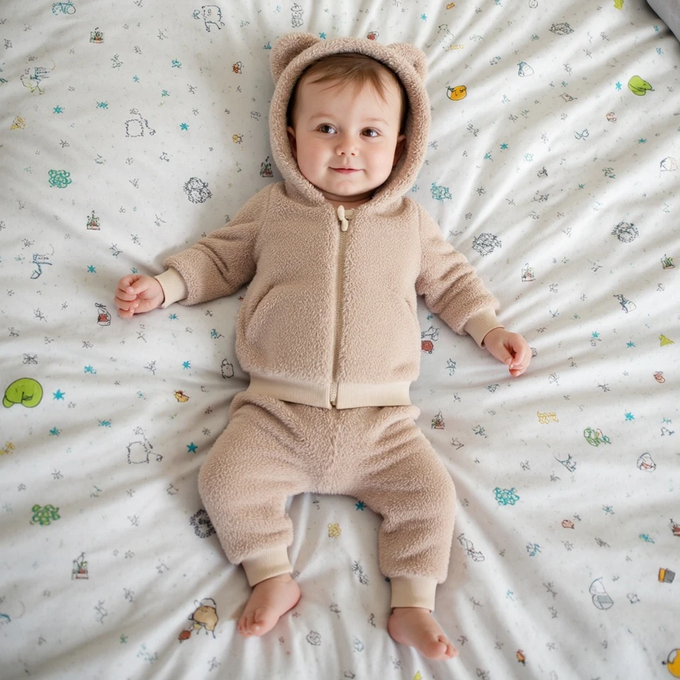 أطقم ملابس أطفال من Sanlutoz ملابس شتوية بأكمام طويلة وسحاب + سراويل طويلة قطعتين لطيفة