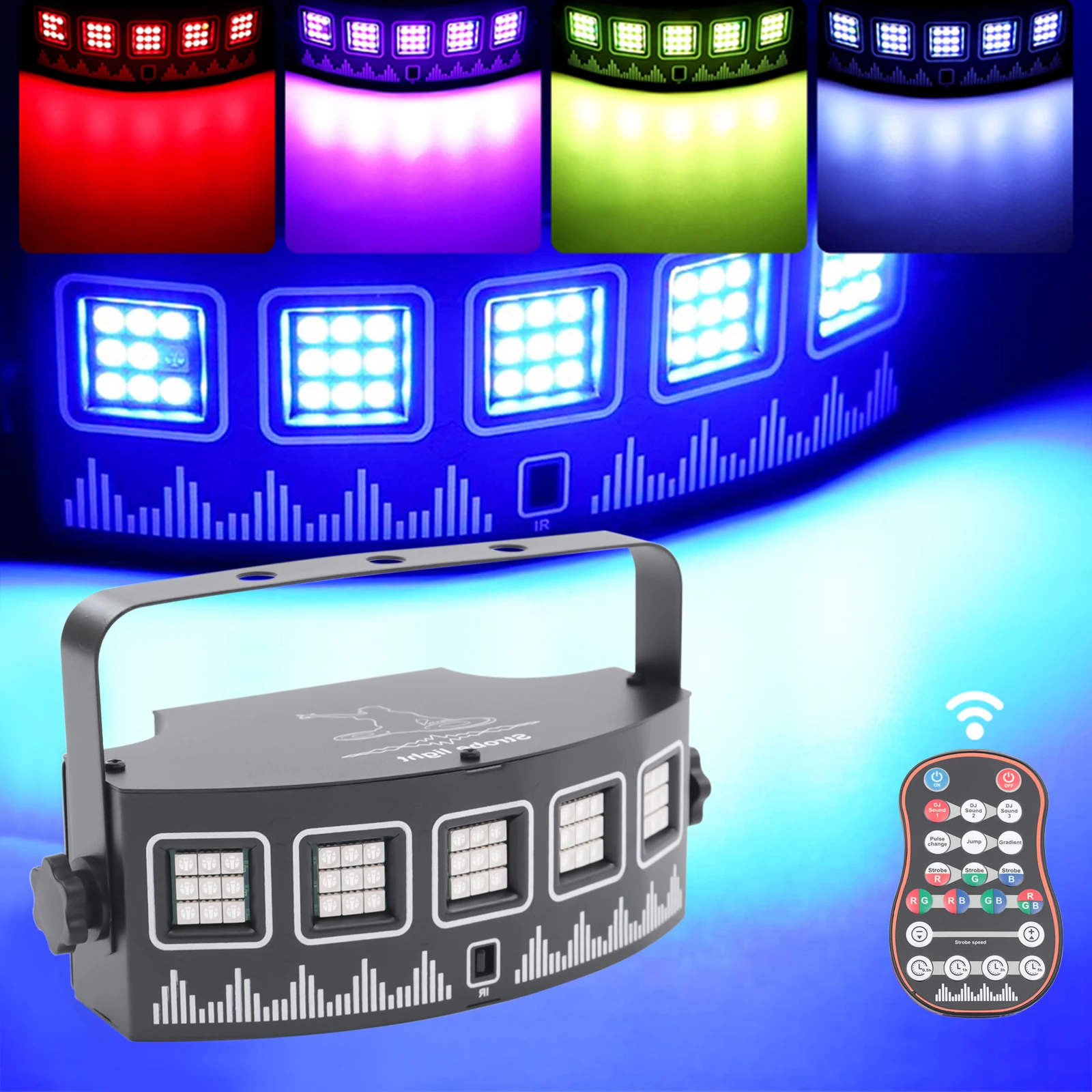 YSH601 DJ Party Light Sound-Controlled Strobe LED Light Remote Control 7 Color Party Light for Stage Bar Party
