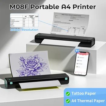 Phomemo M08F A4 Paper Printer Portable Thermal Printer Bluetooth Mobile Printer Compatible with Android & iOS Phone & Laptop 1