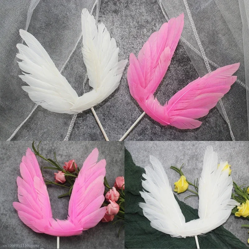 Cake Topper Cake Toppers Angel Feather Wing Cake Topper Wedding happy birthday Party cake topper decoration Baking Dessert Cake Top Decoration supplies