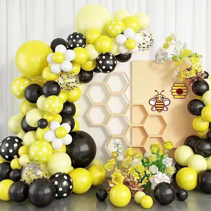 

Yellow Black Latex Balloon Garland Gender Reveal Balloon Bee Theme Birthday Party Baby Shower Party