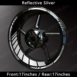 Reflective Motorcycle Wheel Sticker - 17 Inch Rim Stripe Decal (Reflective Silver)