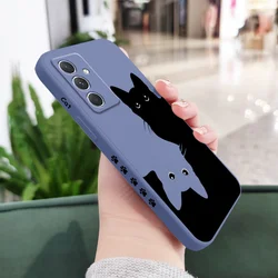 Chic Black & White Cat Design Phone Case - Samsung A05 (Light Blue)