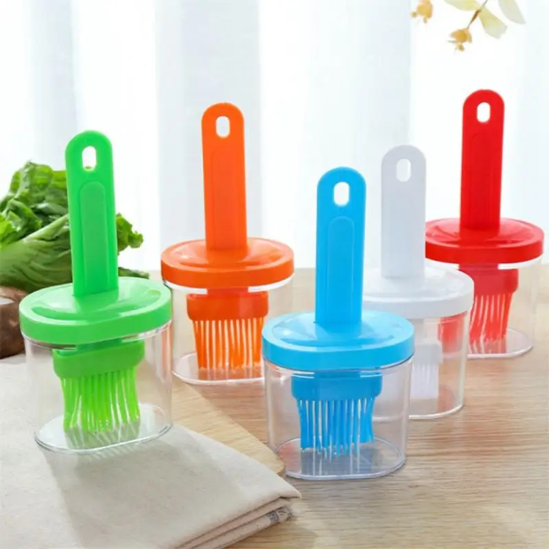 1Pc Oil Brush Pancake Oil Brush Integrated Pot With Bottle Kitchen Dustproof Baking Tool