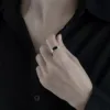 Bagues Vintage en Faux Onyx pour hommes, anneau ouvert réglable en acier inoxydable, couleur argent, bijoux Punk à la mode, cadeaux