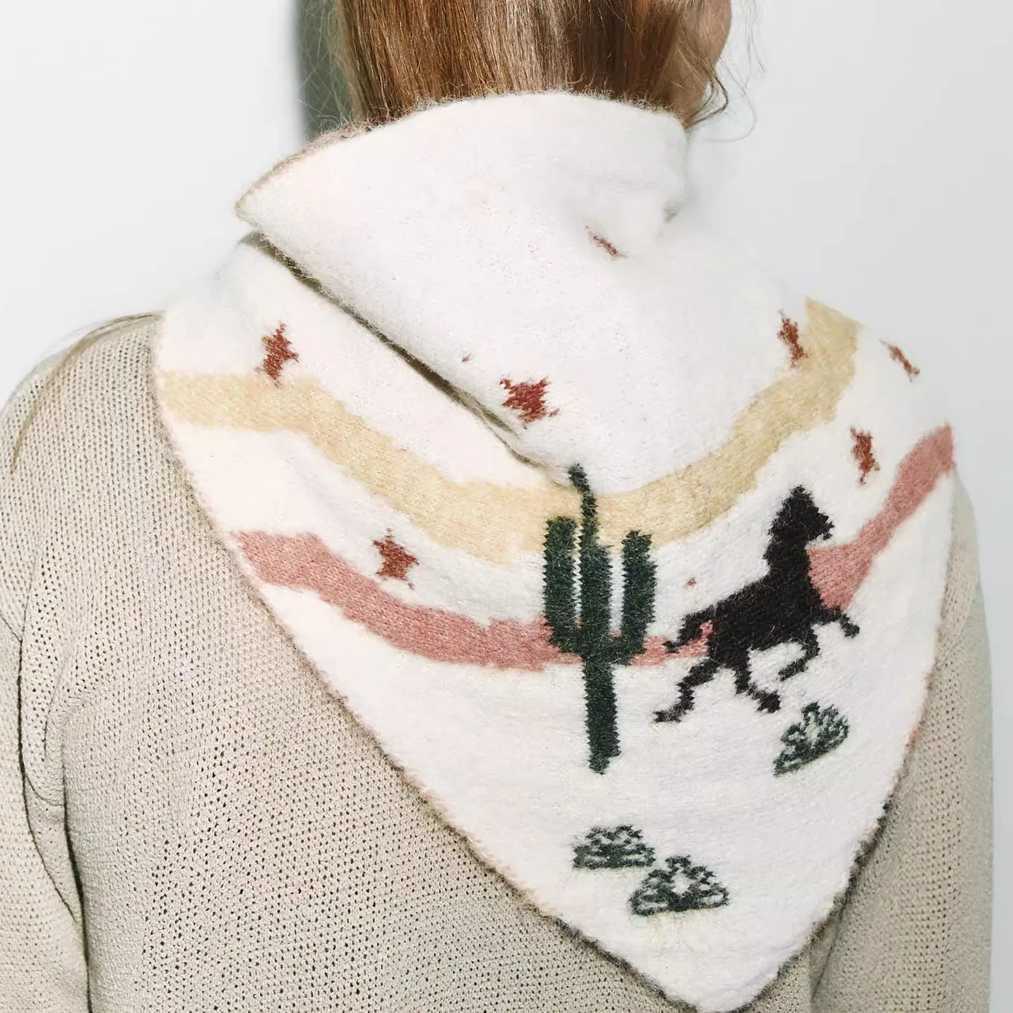 Z Women's Faion Printed Knitted Scarf 2025 New Sle Autumn Winter Long Rectangle Geometric Pattern Other Material 00%