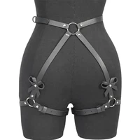 Lingerie Sexy sans entrejambe pour femmes, harnais de jambe en cuir, porte-jarretelles, ensemble de soutien-gorge creux, Costumes érotiques, ensemble de sous-vêtements corporels de Bondage Bdsm 5