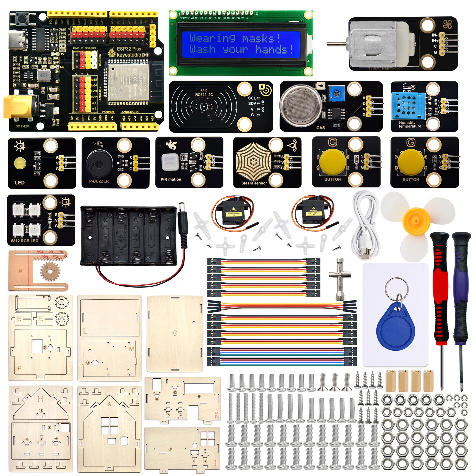  Keyestudio Smart Home Kit for ESP32 Board MicroPython RFID Function APP Control For Arduino IDE C Language DIY Electronic Kit