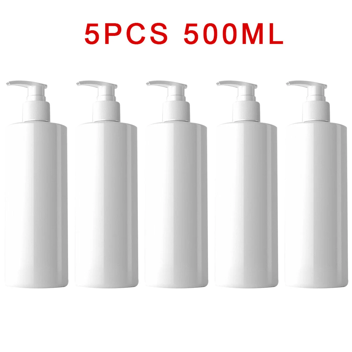 

5PCS 500ml White PET Empty Refillable Shampoo Lotion Bottles With Pump Dispensers Home Bathroom Kitchen Salon Tool Bottles