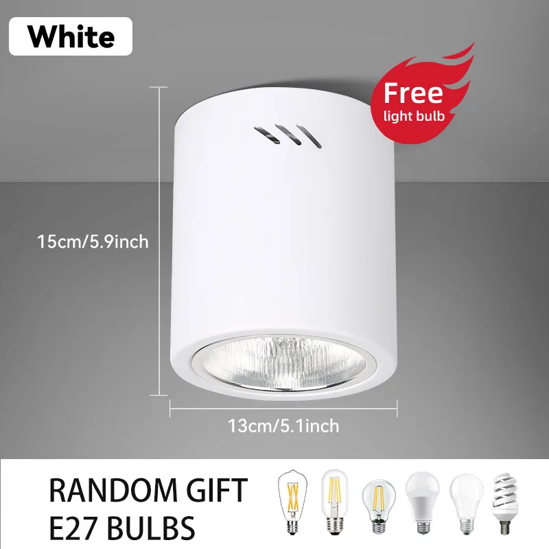 thumbnail image 1 of Foco empotrable LED de montaje en superficie, luz reemplazable, bombilla E27, 40 W, foco de techo, lámparas para vestíbulo de casa, dormitorio, iluminación interior, 1 of 5