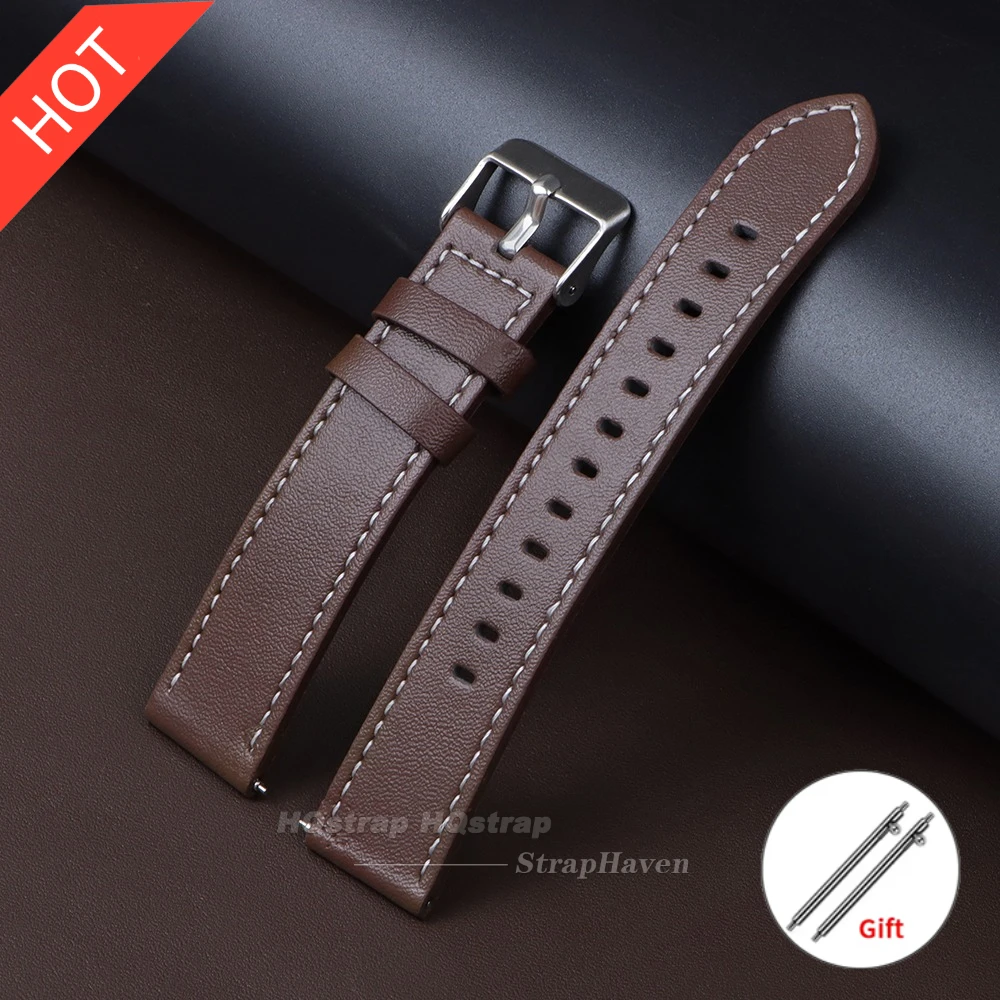 Elegant Genuine Leather Watch Strap Bracelet with Quick Release - Universal Wristband