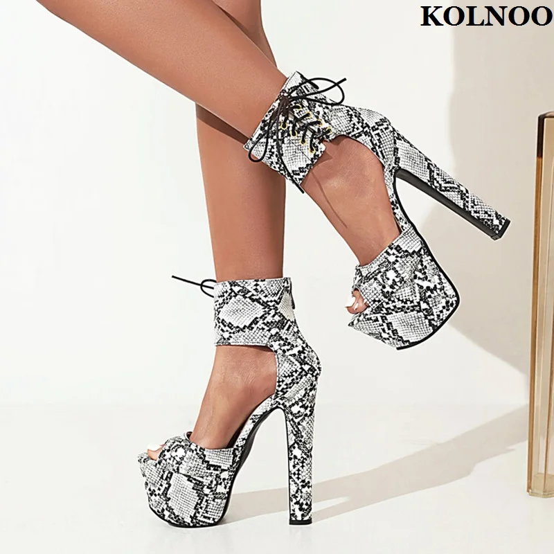 

Kolnoo Handmade New Sexy Ladies High Heels Sandals Summer Open-toe Platform Large Size Night-club Evening Fashion Party Shoes