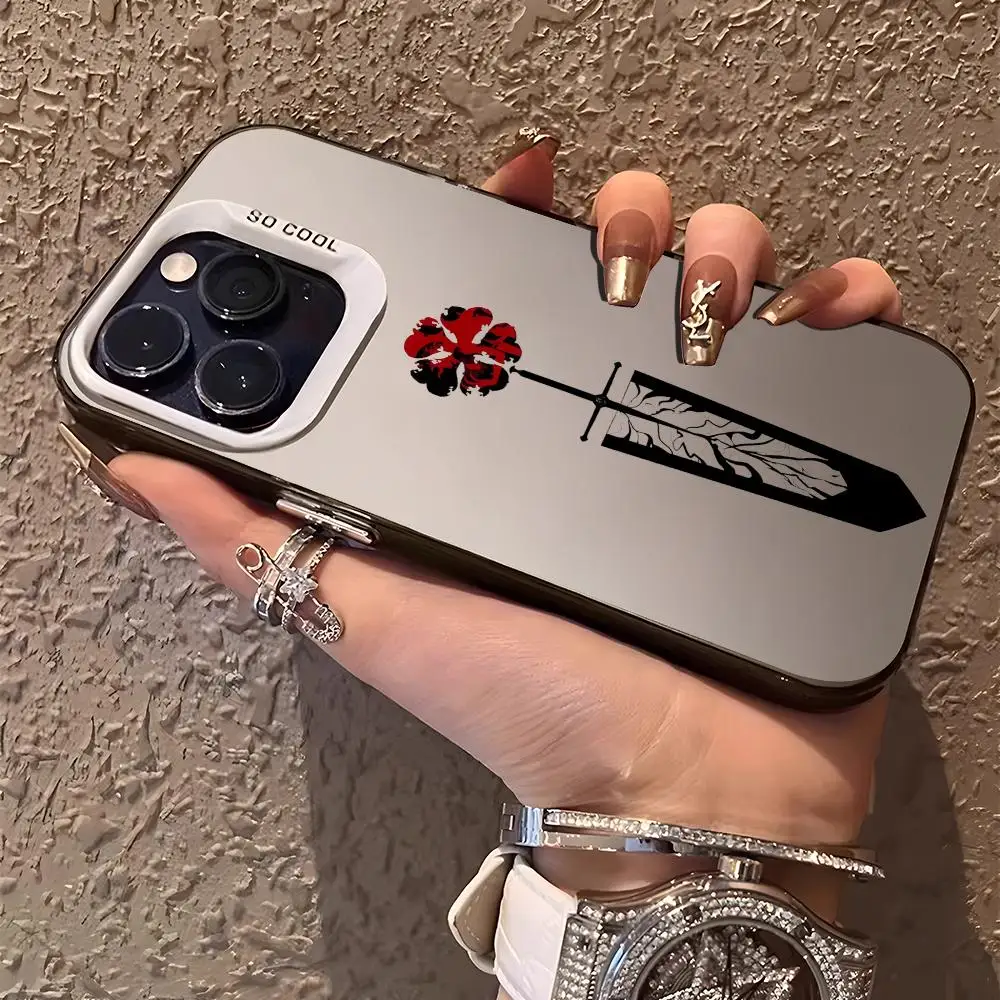 Aurora Matte Laser Shockproof Bumper Phone Case with Black Clover Logo