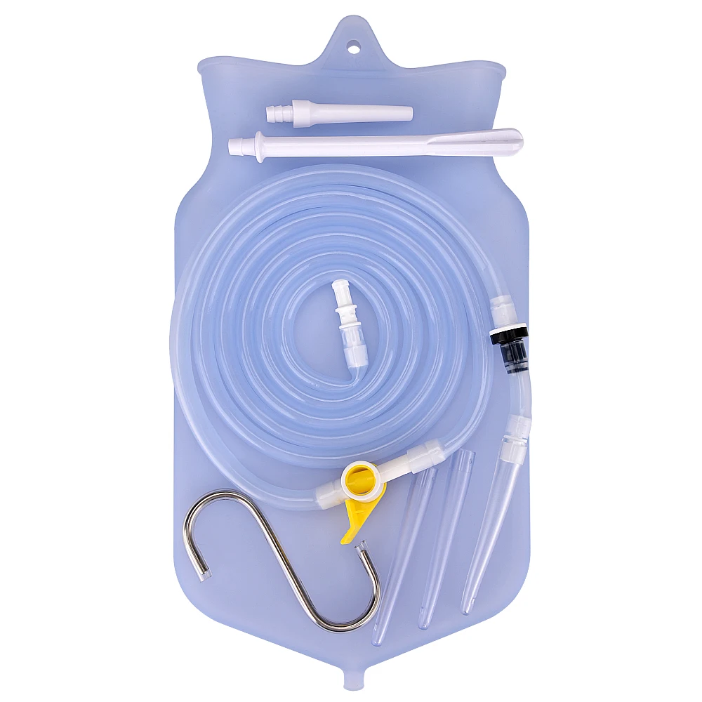 Enema Bag Kit 2L Medical Grade Reusable Silicone Water Colon Bags Home Use Women Wash Anal Flushing Bag Cleansing Enteroclysm 2