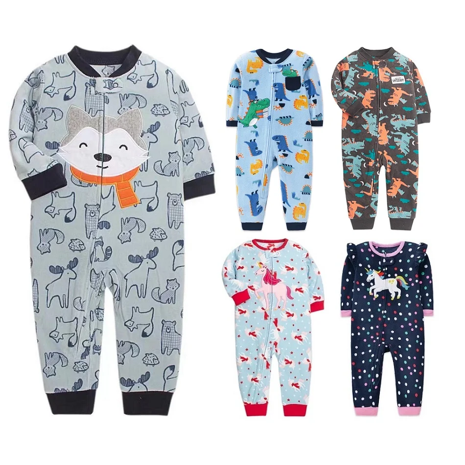 Warm Infant Baby Rompers Animal Winter Spring Fleece Baby Boys Girl Sleepsuit Animal Overall Babe Jumpsuits 9-24 Months 1
