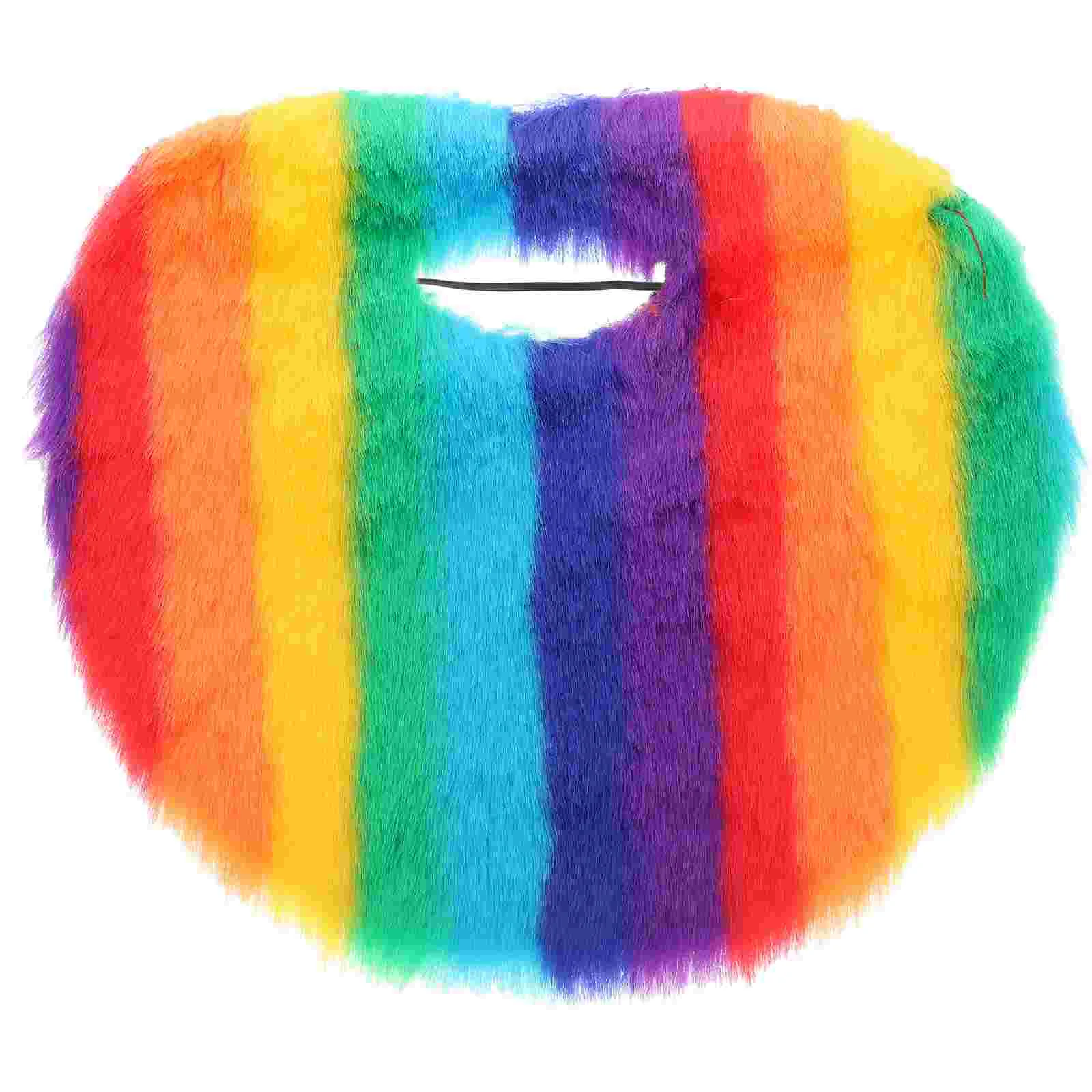 

Fake Cosplay Mustache False Mustache Artificial Short Plush Rainbow Beard