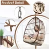 Swing Egg Chair Indoor Outdoor Patio Wicker Hanging Chair with Stand All Weather Egg Hammock Chairs with Cushions Swinging Chair 5