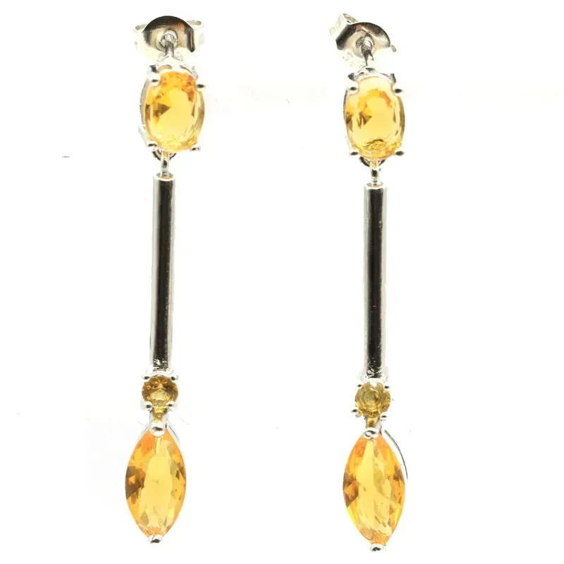 5.4g Customized 925 SOLID STERLING SILVER Earrings Tanzanite Golden Citrine Red Blood Rubies Women Present Eye Catching