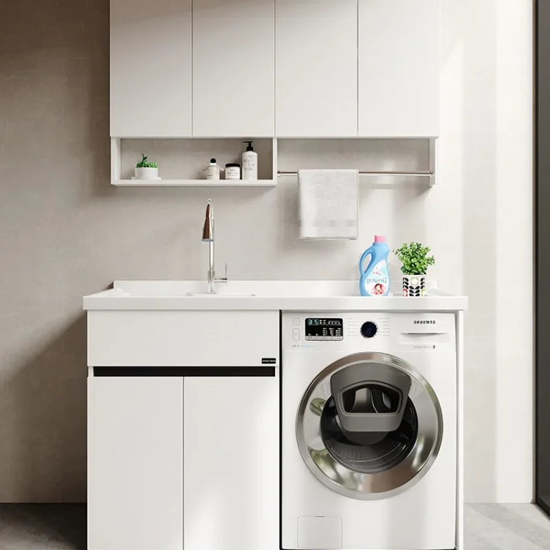 Honeycomb aluminum washing machine balcony integrated cabinet combination laundry cabinet laundry pool basin significant other w