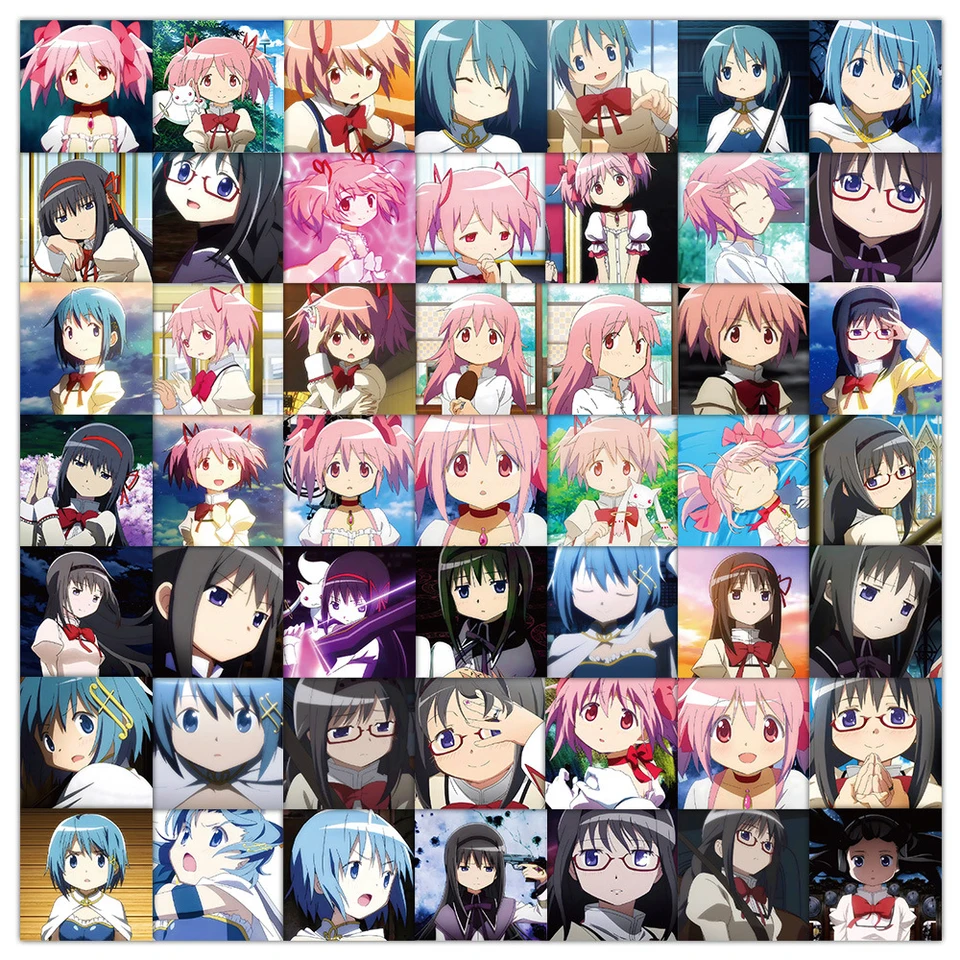 Pack De 48 Autocollants Madoka Magica - Décalcomanies Vinyle PVC Pour Ordinateur, Bouteille, Vélo, Valise