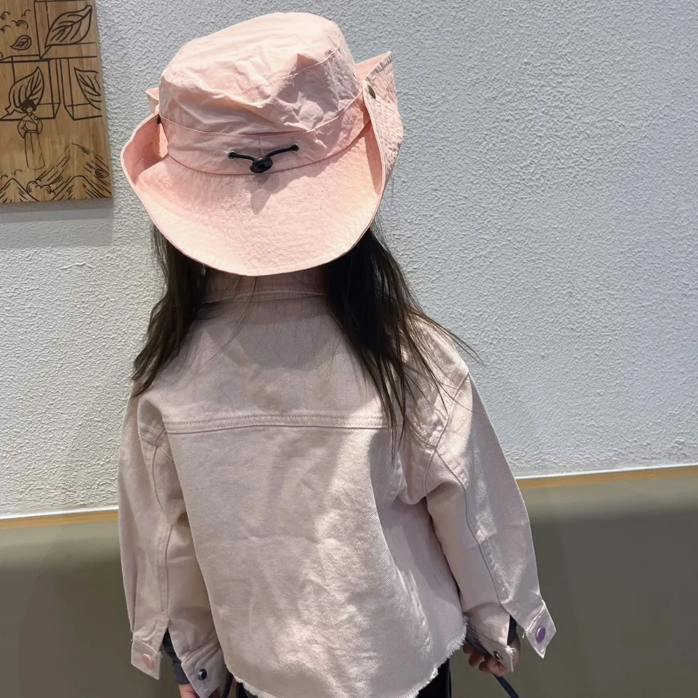 Soft Drawstring Candy Color Bucket Hat Korean Style Anti-UV Children's Fishmen Hat Quick-dry Casual Summer Sun Hat Boy/Girls