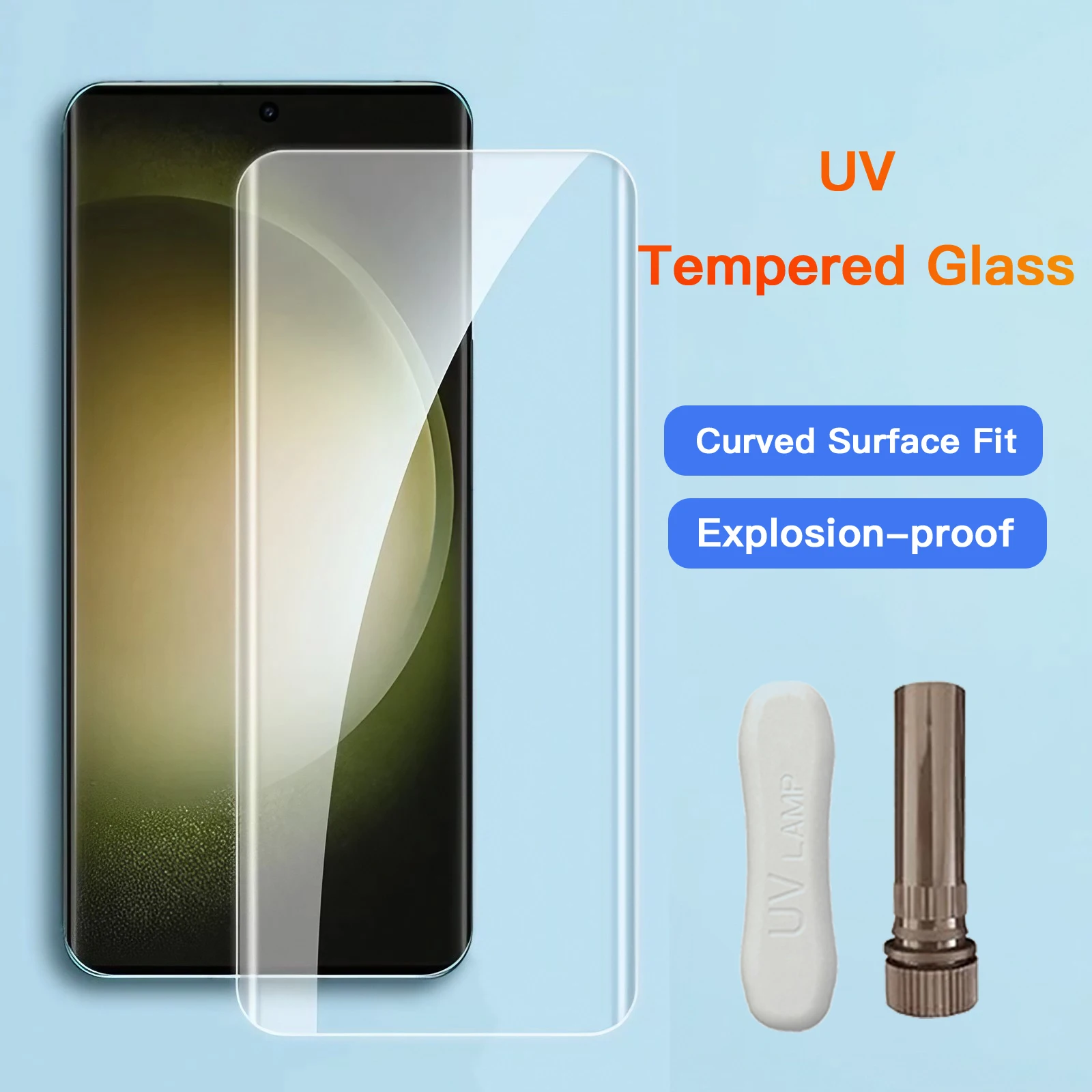 1-3 шт. УФ закаленное стекло для Samsung Galaxy S24 S23 S22 S21 S20 ультра полное покрытие клей отверждения для S23 ультра защита экрана