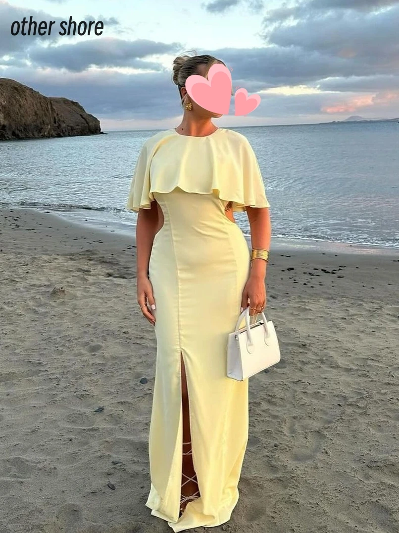 

Other Shore Elegant Vintage Simple Sexy Yellow Backless Ribbon Customize Formal Occasion Prom Dress Evening Party Gowns