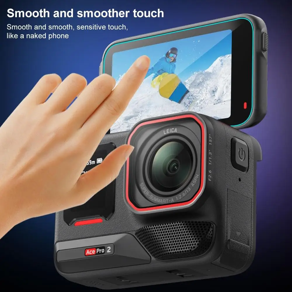 For Insta360 Ace Pro 2 PULUZ 3 in 1 Rear & Front Screen and Lens Tempered Glass Film